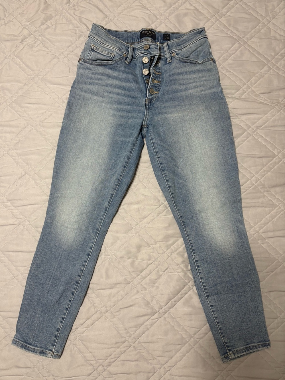 Lucky Brand Washed Light Blue High-Rise Button-Fly Jeans